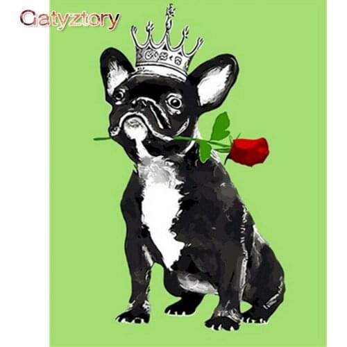 Paint By Numbers cartoon dog Photo Frames children Canvas drawing gift animals decor home Art Gatyztory Diy Kit