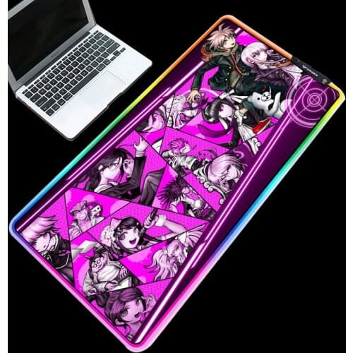 XGZ Anime Danganronpa Picture RGB LED Mouse Pad Backlit Laptop PC Mice Pad S/M/L Colorful Durable Table Mat for Cartoon Fans