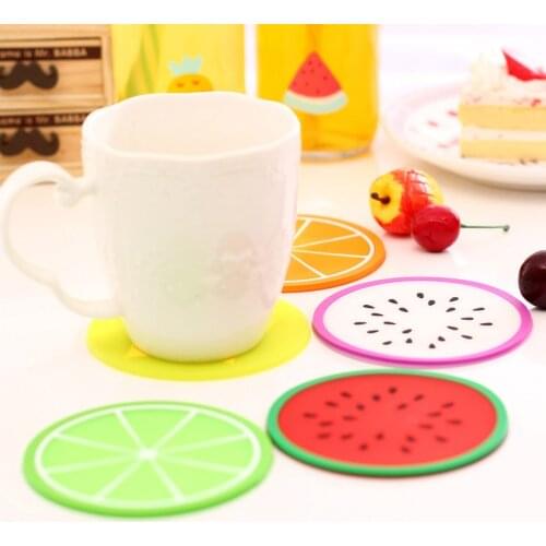 1pc Creative Rubber Fruit Shaped Cup mats&pads Antiskid&Heat insulation round Coffee Mats rural style Table Decoration KP015