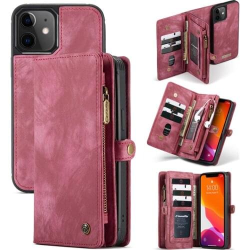 Flip Leather Case for iPhone 8 7 6 Plus SE 2020 Zipper Wallet Cover for iPhone 12 Mini 11 Pro XS Max X XR Magnetic Phone Cases