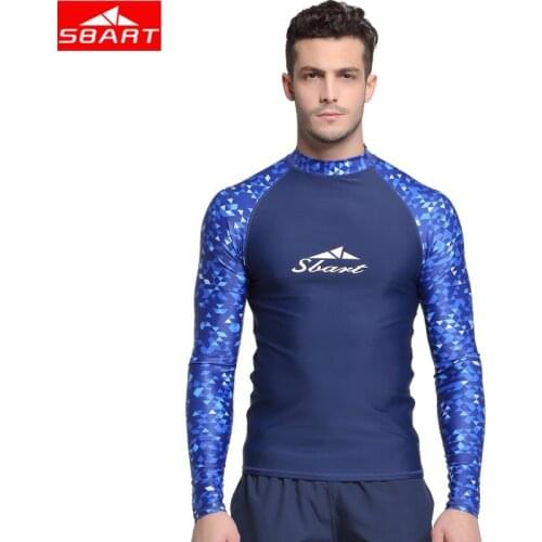 SBART Mens Top Wetsuits Lycra Quick Drying Swim Surf Dive Swimsuit T-shirt Long Sleeve Anti-UV Diving Snorkeling Bathing Suits