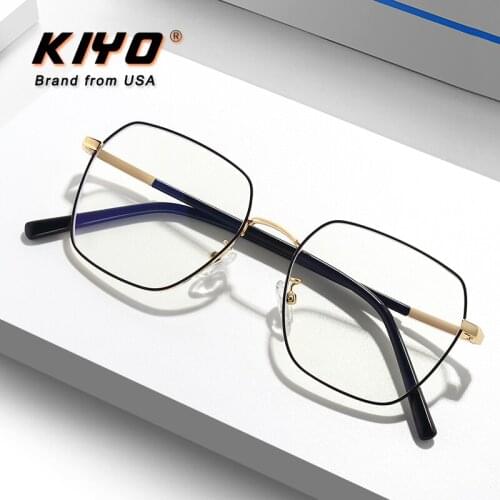 KIYO Brand 2020 New Women Men Fashion Anti Blue Light Optical Frame Metal Eyeglasses Frames Square Spectacles Glasses 9651