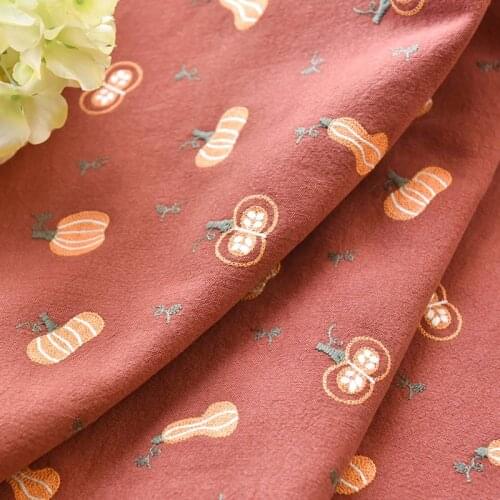 New style ramie cotton embroidered cloth, Pumpkin pattern plant handmade fashion home decoration fabric