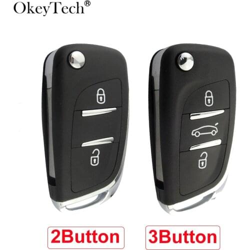 OkeyTech 2/3 Button Remote Modified Flip Key Shell Case Cover For Peugeot 306 407 408 607 Citroen C4 C2 Replacement Uncut Blade