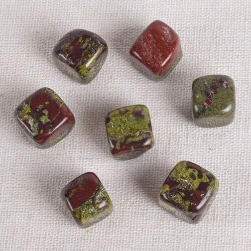Blooded Jasper Tumbled Stone 12-15 MM Natural Mineral Irregular Hand Polishing Bead Specimen Kids Garden Home Decor Chakra set