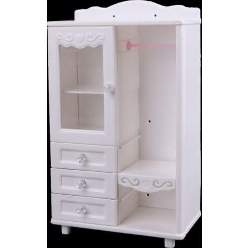 New Luxury White Wardrobe Closet Accessories Furniture Girls Gift For Barbie Doll