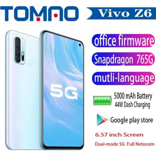 Original new vivo Z6 5G Smartphone Snapdragon 765G 6GB 128GB 5000mAh Battery 44W Dash Charging 48.0MP 4 Rear Cameras Telephone