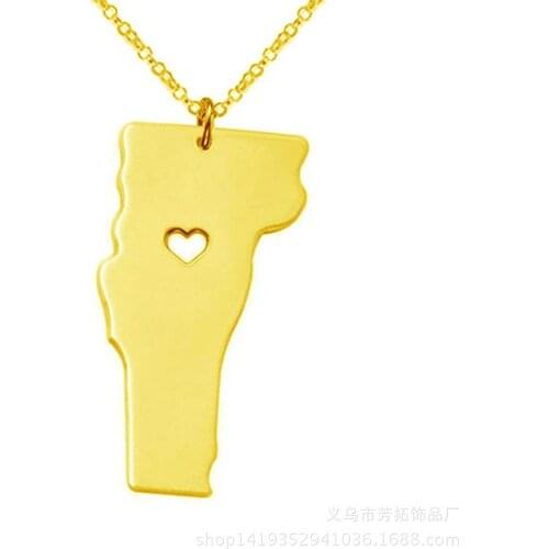 Popular in Europe and The United States, vermont map necklace stainless steel pendant necklace