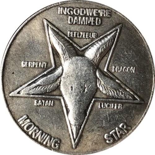 Pentagram Goat Commemorative Coin United States Morgan Hobo Retro Coin Goat Coin Pentagram Coin Gift Souvenir