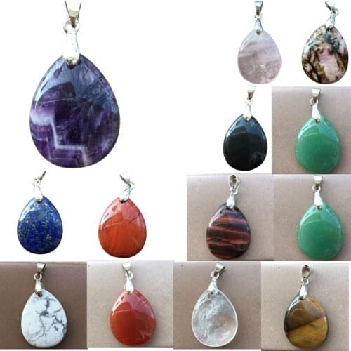 Crystal Rhodorite Aventurine Tiger Eye Goldstone Lapis Lazuli Howlite Jaspe Water Drop Art Pendant Bead WB875