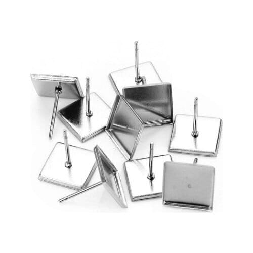 50pcs/lot 9.8mm Stainless steel stud earring accessories Connector Pendant For DIY bracelet necklace Jewelry Making fg4s