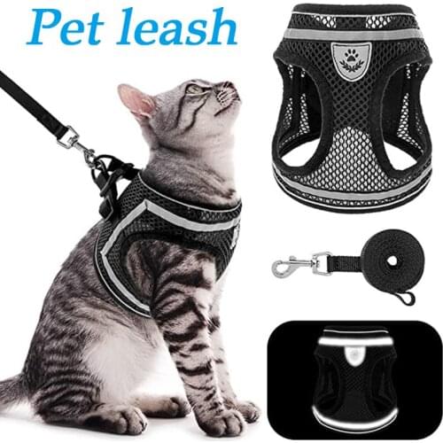Pet Harness With Leash Adjustable Kitten Cat Vest Reflective Design Harness Pet Accessories Cat Dog Vest Gatos Accesorios