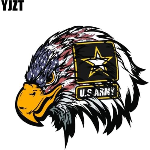 YJZT 15.5CM*14.5CM Creative Army American Flag Eagle Head Decal PVC Car Sticker 6-0323