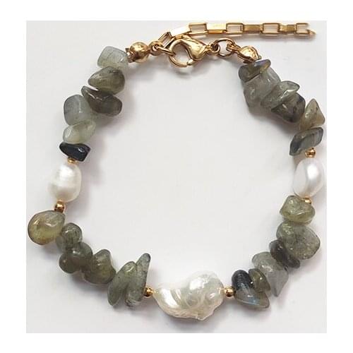 Ladies natural pearl bracelet handmade grey stone friendship jewelry high quality banquet accessories bracelet wholesale