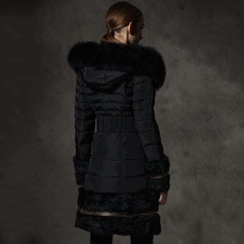 Royalcat brand winter fox large wool collar womens hooded thickened warm fashion long and medium down trend