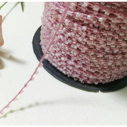 1M Latest Lace Fabric Beaded Trim Crystal Beads Trims Purple Bead Fabric Sequin Sewing Applique Trimmings For Dresses Decoration