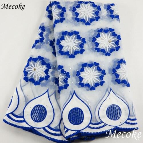 2019 blue High quality French Net cord Lace Fabric 3D Embroidered African Guipure Tulle Mesh lace fabric fo wedding dress lace