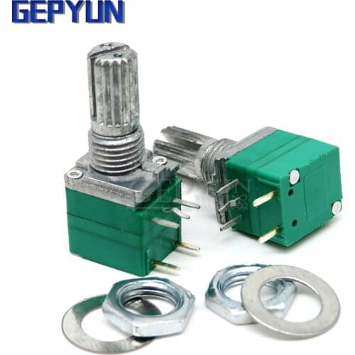 5pcs RV097NS 5K 10K 20K 50K 100K 500K B5K with a switch audio 5pin shaft 15mm amplifier sealing potentiometer Gepyun