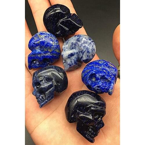 6pc Natural Different Kinds of Gemstone Tiny Skulls Quartz Crystal Skull Healing