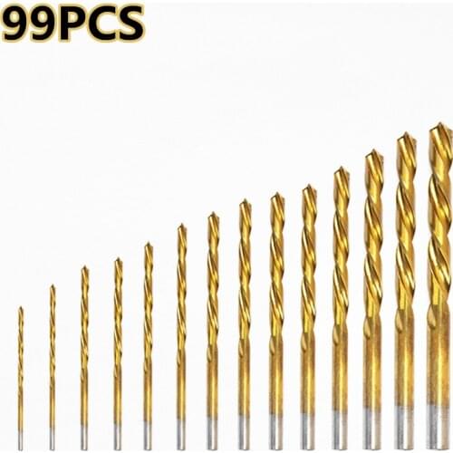 99pc/box hemp drill iron box high-speed steel plated titanium hemp drill carpentry DIY household opener steel plate drill bit