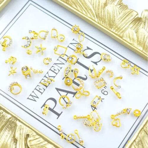 Sliver/Golden 3D Alloy Nail Accessories DIY Cute Design Metal Nail Art Decorations 9 Shapes