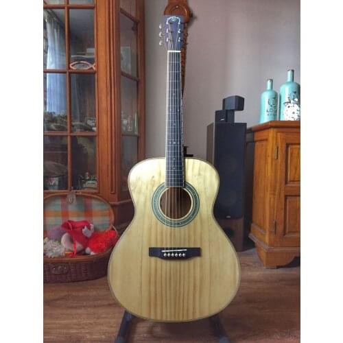 Free shipping all solid Europe pine wood OM guitar solid OM 14 frets AAA pine electric acoustic guitar
