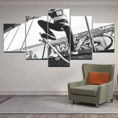Large Poster HD Printed Frame Painting 5 Panel Skateboard Boy Canvas Print Art Home Decor Wall Art Pictures For Living Room