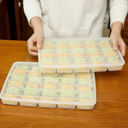 Refrigerator Quick Frozen Dumpling Tray 30 Compartment Single Layer Box With Lid Kitchen Food Organizer Fresh Storage Container