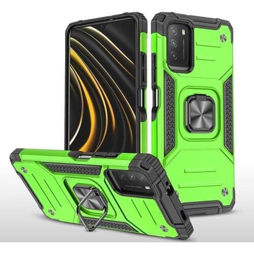 For Xiaomi POCO M3 Armor Shockproof Case for Xiaomi POCO M3 M 3 Luxury Drop Protective Defender Magnet Holder Ring Case Cover