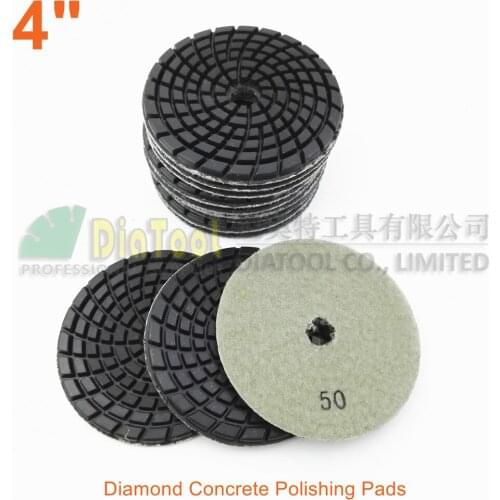 DIATOOL 12pcs 4inch Diamond resin bond concrete polishing pads #50 Renew Sanding discs