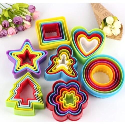 DIY Fondant Cake Cookie Cutter Mold Colorful Plastic Biscuit Moulds Fruit Cutter Lovely Shape kitchen Baking Accessories