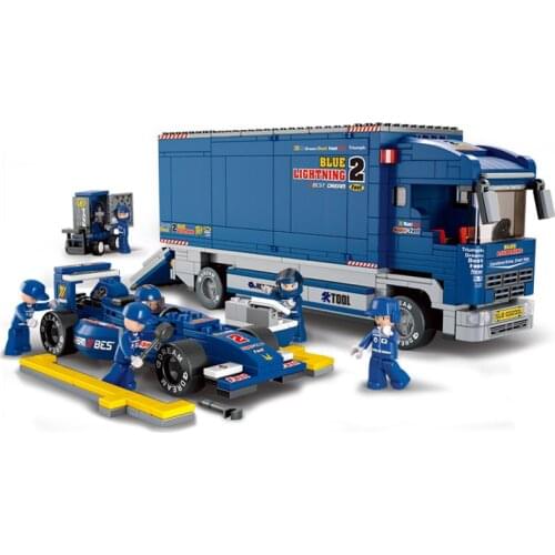 F1 Sluban Formula Transporter MOC Bricks Technic Building Blocks Car Figures Toys For Boys Classic Model Kit Christmas 2020 Gift