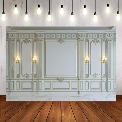 Photography Backdrop White Classic Wall Door Lamplight Palace Background Decor Backdrop Photo Studio Banner