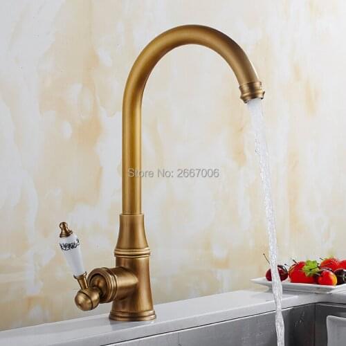 Gizero New Antique/Black/Chrome/Brushed Nickle/Gold Color Bathroom Mixer Faucet Ceramic Handle Kitchen Sink Torneira Taps ZR352A