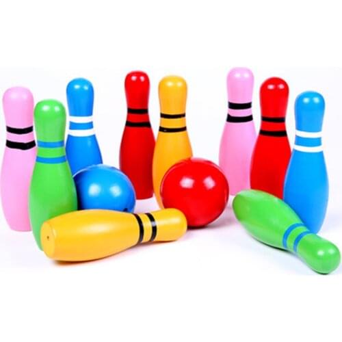 Bowling toys Solid wood large bowling set kindergarten baby indoor sports sports toys 2-10 years old
