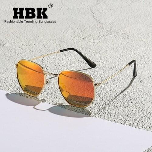 HBK Classic Polarized Sunglasses Men Retro Reflective Sun Glasses Women Square Metal Frame Eyewear Gafas Lunette De Soleil Femme