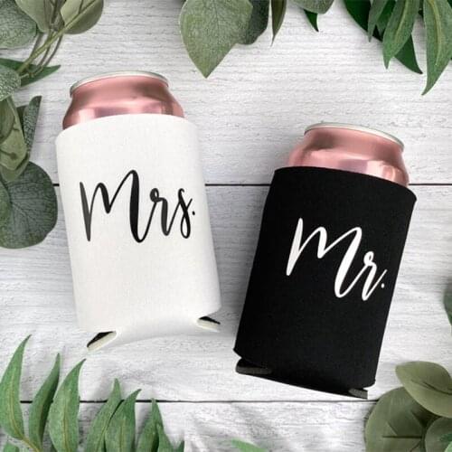 Mr Mrs Can Coolers Bride Groom Bridal Shower Wedding Engagement anniversary Couples Honeymoon newlyweds Valentines Day Gift