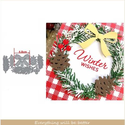 Merry Christmas Bow-knot Leaves Flower Nut Metal Cutting Dies Make Wreath Decorate Noel Cards Scrapbook Craft DIY Die Cut New