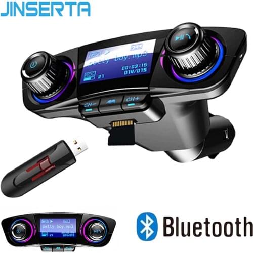 JINSERTA Mini Bluetooth MP3 Player with FM Transmitter LED Screen Handsfree TF Card USB Play Car MP3 Player