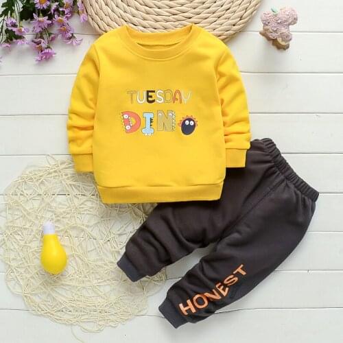 Fashion O-neck Clothing Set Children Sets Boys Long Sleeves Kids Baby Boy Casual Cotton Tracksuits Clothes Top + Trousers Set