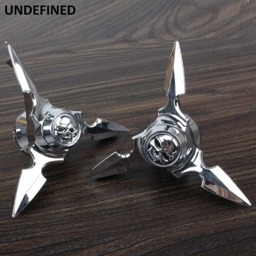 Motorcycle Chrome Skull Spun Blade Axle Caps Cover Front Axle Nut Covers For Harley Sportster Dyna Softail V-Rod Plastic