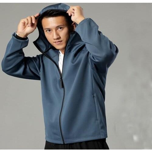 2020spring and Autumn Hooded Sports Jacket Mens Workout Comprehensive Training Long-sleeved Tops Competition Training Clothes