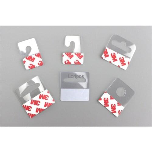 Plastic PVC PET Hang Hanging Tab Hooks Merchandise Package Box Bag Hangers Peghooks Display J-hook Self Adhesive Sheet 500pcs