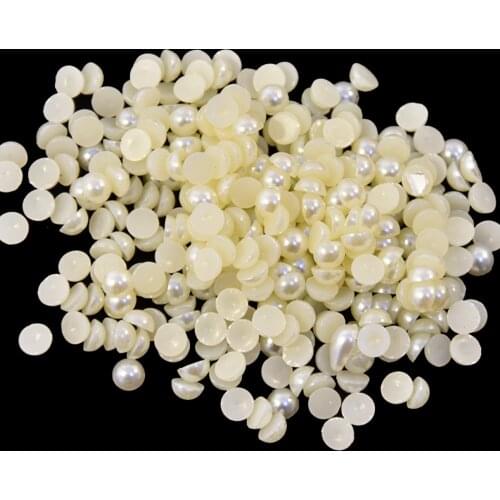 1Pack 120-1200pcs(2-7mm) Half Round Acrylic Flatback Beige Pearl Beads for Nail Art DIY Craft Rhinestone Pearl Decorations FR/8