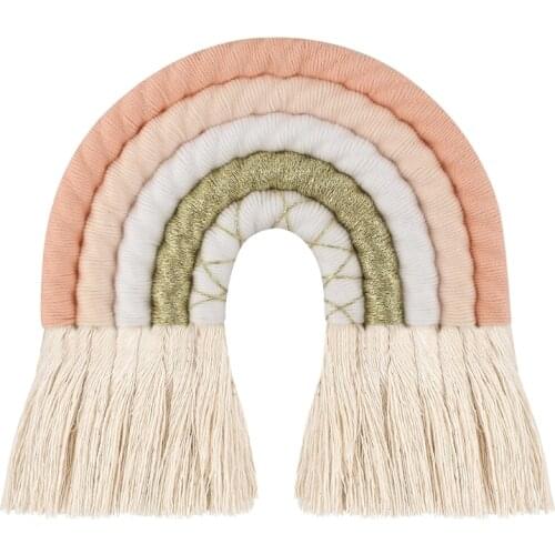 Rainbow Tapestry Macrame Wall Hanging Boho Decoration Nursery Home-stay Dorm Apartment Bedroom Headboard Home Decor