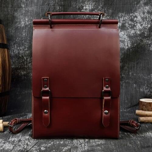 Men Women Fashion Leather Daypack Real Cowskin 100% Genuine Leather Sling Backpack Cover Shoulder Backpack Travel Bagpack