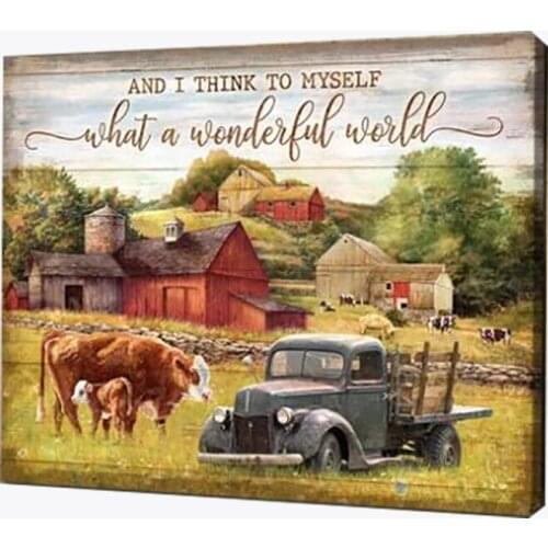 Farmhouse Landscape Painting Canvas Animal Cattle Cows Prints Posters Words Letters Printing For Nursery Room Decoration Home