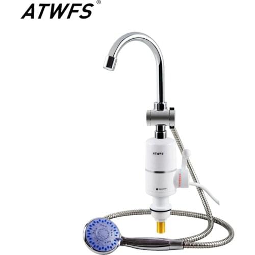 ATWFS Tankless Instant Water Heater Shower Head Bathroom Faucet Pool Heater Electric Kitchen Hot Heating Water Tap 220v 3000w