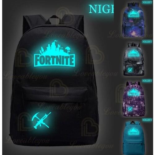 Fortnite Luminous Waterproof Backpack Victory Royale Large Capacity School Bags for Teenager Children Students Zipper Rucksack