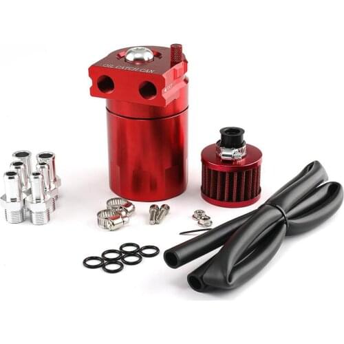 Universal Car Oil Catch Can Kit Reservoir Fuel Tank 300ml With Air Filter Baffled Aluminum